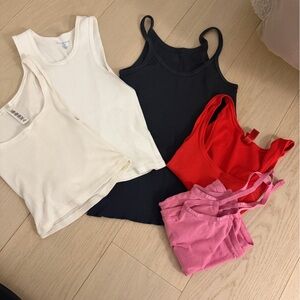Brandy Melville and Skims Ribbed Tank Tops Bundle - Black, White, Red, Pink